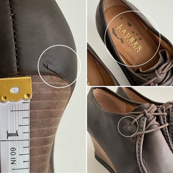 Lauren Ralph Lauren Leather Denver Wedge Bootie Y2K Brown 10 main image 8